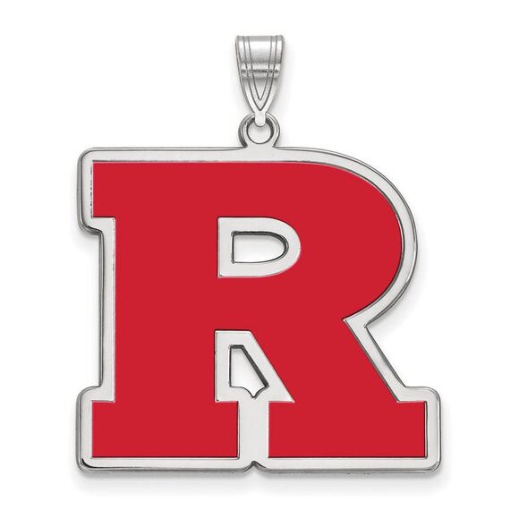 Sterling Silver Rutgers XL Enamel 'R' Pendant